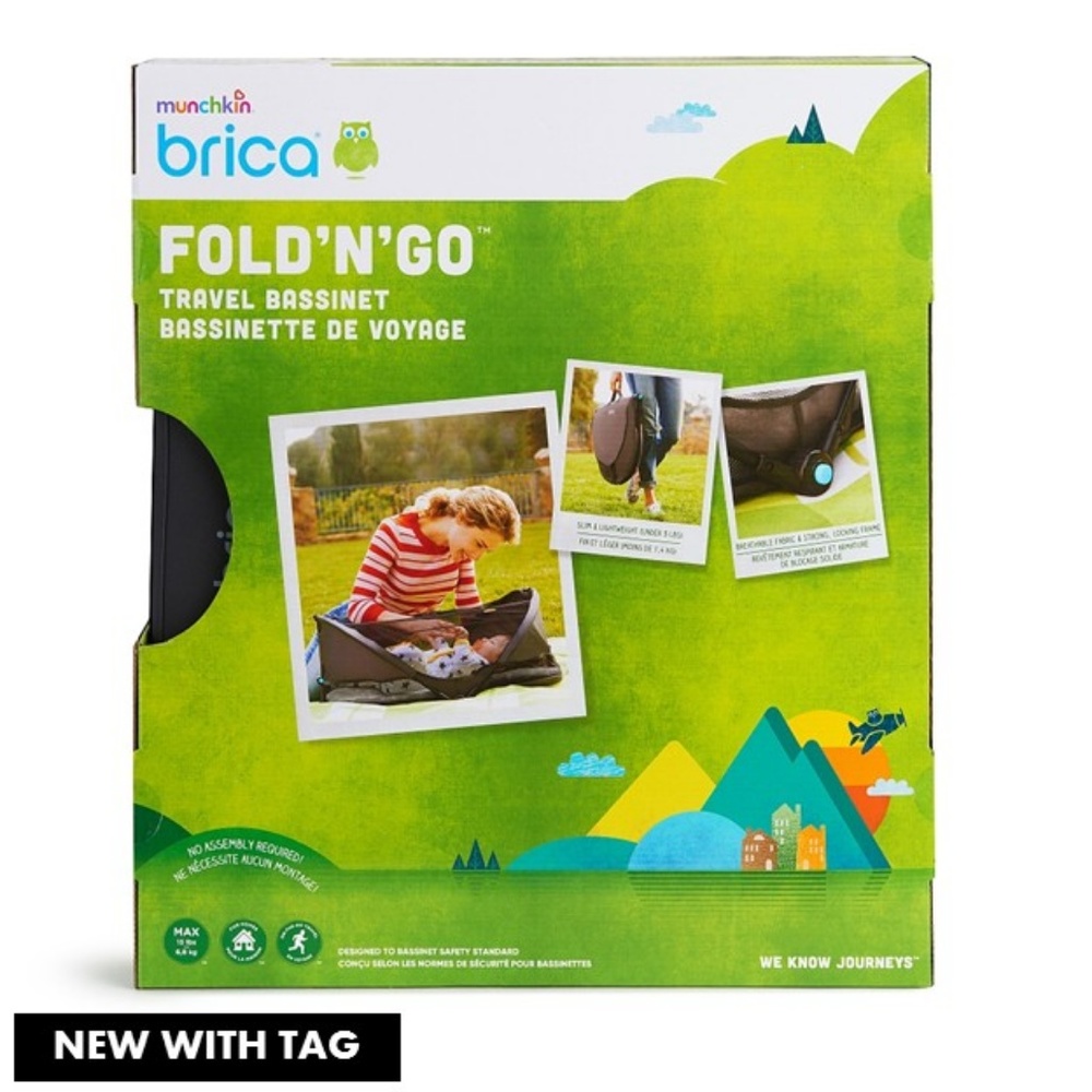 BRICA Fold N' Go TRAVEL BASSINET NWT